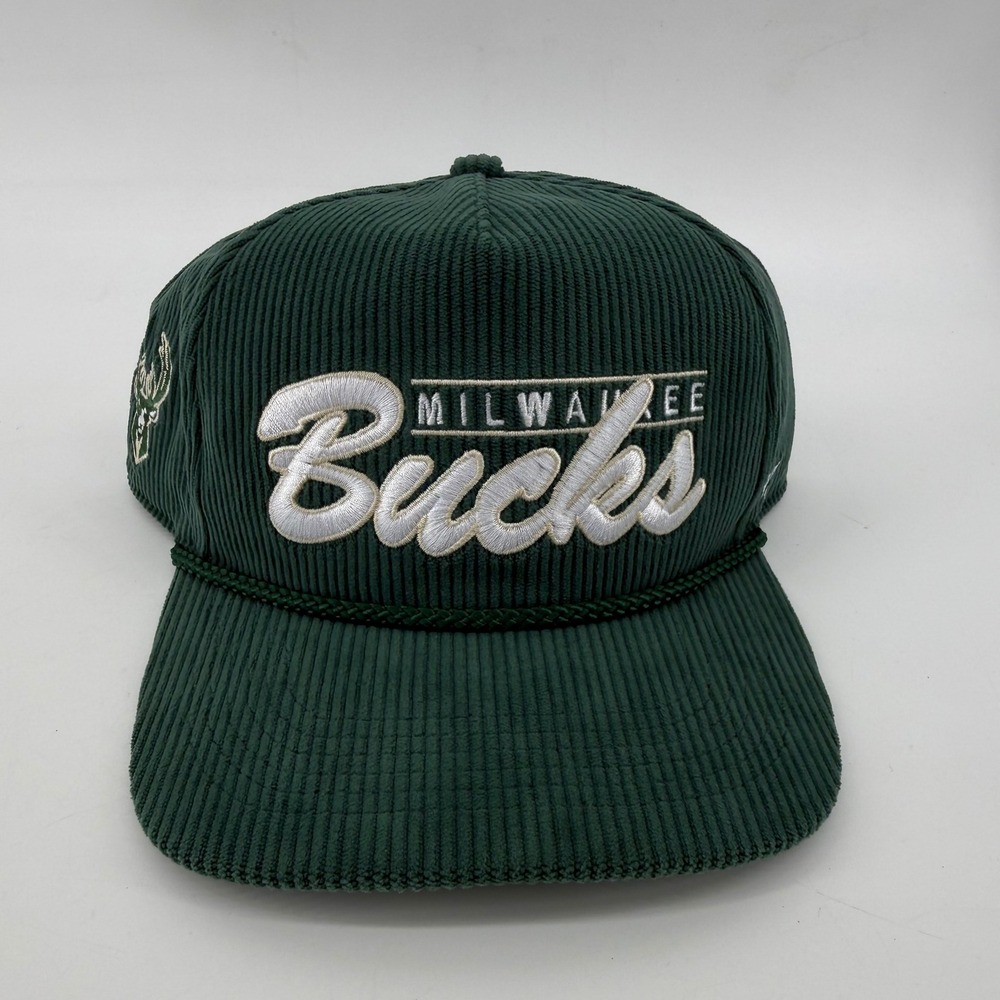 Milwaukee Bucks 47 Brand Hitch Corduroy Snapback Hat Dark Green Rope Visor NBA